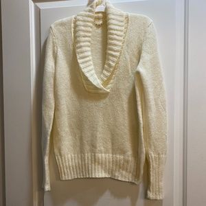 J Crew Beige Pullover Shawl Mohair Sweater V-neck